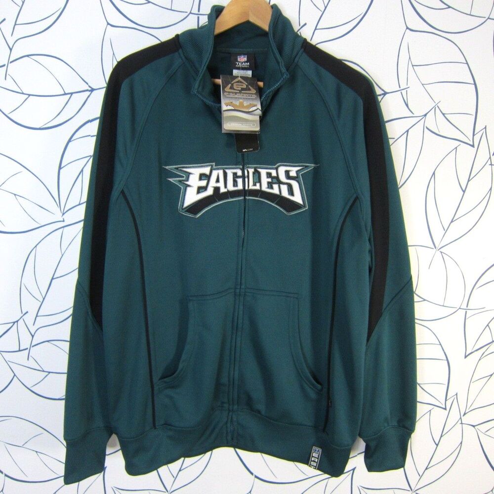 Philadelphia Eagles NFL Team Apparel Green Zip up Track Jacket Men's Size L New!